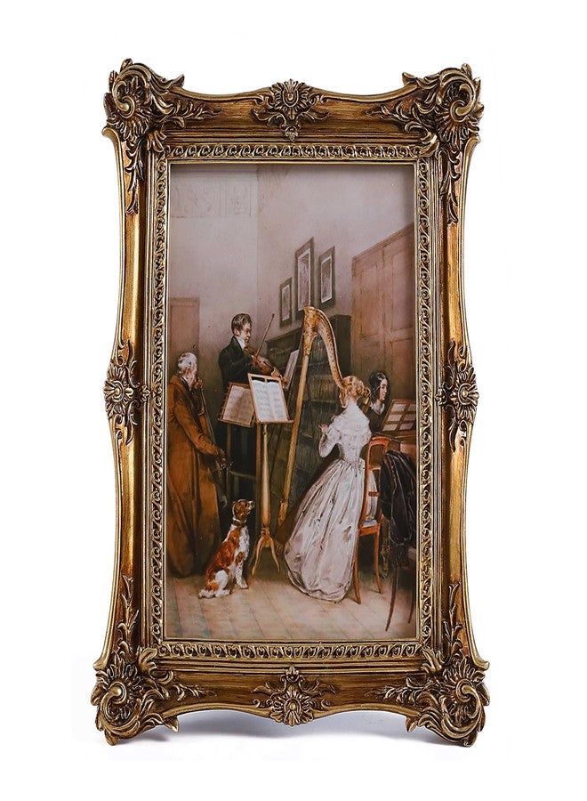 SIKOO Vintage Picture Frames 4x6 Antique Ornate Picture Frame Tabletop and Wall Mount Display Vintage Wall Decor Gallery Retro Home Decor Bronze Gold - Image 1